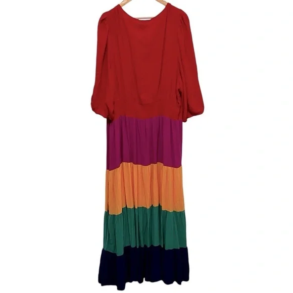 City Chic Color Block Multi Willow Tiered Maxi Dress Size XXL (24) NWT - Picture 4 of 12